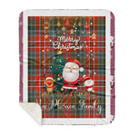 Personalized Gift Tartan Plaid Blanket Clan MacPherson Weathered With Funny Santa Snowman Reindeer Merry Christmas Gift Sherpa Blanket, blue plaid sherpa blanket,blue tartan sherpa blanket,Buchan,buffalo plaid sherpa blanket,christmas sherpa blanket,Christmas Throw Blanket