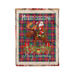 Personalized Gift Plaid Tartan Blanket Clan Haig With Moose Lover Xmas Gift Santa Riding Christmas Fleece Blanket