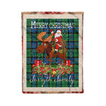 Personalized Gift Plaid Tartan Blanket Clan Forsyth Ancient With Moose Lover Xmas Gift Santa Riding Christmas Fleece Blanket