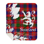 Sherpa Blanket - Tartan Blanket Thistle and Lion Scottish Clan MacIntyre Plaid Blanket, plaid sherpa blanket queen,purple sherpa blanket,queen sherpa blanket,queen size sherpa blanket,red sherpa blanket,scottish tartan blankets,sherpa blanket,sherpa christmas blanket