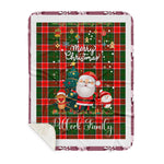 Personalized Gift Tartan Plaid Blanket Clan Pollock With Funny Santa Snowman Reindeer Merry Christmas Gift Sherpa Blanket, blue plaid sherpa blanket,blue tartan sherpa blanket,Buchan,buffalo plaid sherpa blanket,christmas sherpa blanket,Christmas Throw Blanket