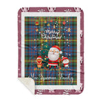Personalized Gift Tartan Plaid Blanket Clan MacSporran With Funny Santa Snowman Reindeer Merry Christmas Gift Sherpa Blanket, blue plaid sherpa blanket,blue tartan sherpa blanket,Buchan,buffalo plaid sherpa blanket,christmas sherpa blanket,Christmas Throw Blanket