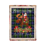 Personalized Gift Plaid Tartan Blanket Clan MacNeill Of Barra Modern With Moose Lover Xmas Gift Santa Riding Christmas Fleece Blanket