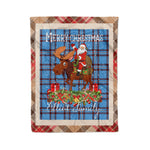 Personalized Gift Plaid Tartan Blanket Clan Elliot Ancient With Moose Lover Xmas Gift Santa Riding Christmas Fleece Blanket