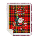 Personalized Gift Tartan Plaid Blanket Clan Brodie With Funny Santa Snowman Reindeer Merry Christmas Gift Sherpa Blanket, blue plaid sherpa blanket,blue tartan sherpa blanket,Buchan,buffalo plaid sherpa blanket,christmas sherpa blanket,Christmas Throw Blanket