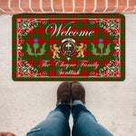 Doormat - Welcome Mat Scottish Clan Cheyne Tartan Door Mat, Plaid Doormat With Thistle and Two Lion Scottish