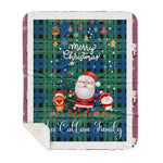 Personalized Gift Tartan Plaid Blanket Clan MacCallum Ancient With Funny Santa Snowman Reindeer Merry Christmas Gift Sherpa Blanket, blue plaid sherpa blanket,blue tartan sherpa blanket,Buchan,buffalo plaid sherpa blanket,christmas sherpa blanket,Christmas Throw Blanket