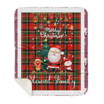 Personalized Gift Tartan Plaid Blanket Clan Stewart Stuart of Bute With Funny Santa Snowman Reindeer Merry Christmas Gift Sherpa Blanket, blue plaid sherpa blanket,blue tartan sherpa blanket,Buchan,buffalo plaid sherpa blanket,christmas sherpa blanket,Christmas Throw Blanket