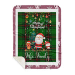 Personalized Gift Tartan Plaid Blanket Clan Fife With Funny Santa Snowman Reindeer Merry Christmas Gift Sherpa Blanket, blue plaid sherpa blanket,blue tartan sherpa blanket,Buchan,buffalo plaid sherpa blanket,christmas sherpa blanket,Christmas Throw Blanket