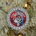 Thompson Tartan Ornament,  ceramic ornament, personalized christmas ornaments, christmas tree ornaments, christmas door decorations, Plaid Ornament, Tartan Ceramic Ornament