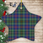 Wood Tartan Ornament Star Ornament, Christmas Star Decorations, ceramic ornament, Plaid Star Ceramic Ornament, Christmas Ornament Decorations Gift