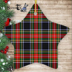 Stewart Black Tartan Ornament Star Ornament, Christmas Star Decorations, ceramic ornament, Plaid Star Ceramic Ornament, Christmas Ornament Decorations Gift