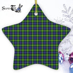 Gordon Tartan Ornament Star Ornament, Christmas Star Decorations, ceramic ornament, Plaid Star Ceramic Ornament, Christmas Ornament Decorations Gift