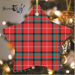 Glas Red Tartan Ornament Star Ornament, Christmas Star Decorations, ceramic ornament, Plaid Star Ceramic Ornament, Christmas Ornament Decorations Gift