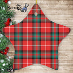 Glas Red Tartan Ornament Star Ornament, Christmas Star Decorations, ceramic ornament, Plaid Star Ceramic Ornament, Christmas Ornament Decorations Gift