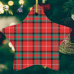 Glas Red Tartan Ornament Star Ornament, Christmas Star Decorations, ceramic ornament, Plaid Star Ceramic Ornament, Christmas Ornament Decorations Gift