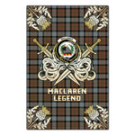 Scotstee Shop - Scotstee Shop MacLaren Weathered Clan Crest Golf Courage Gold Thistle Tartan Garden Flag