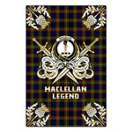 Scotstee Shop - Scotstee Shop MacLellan Modern Clan Crest Golf Courage Gold Thistle Tartan Garden Flag