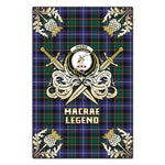 Scotstee Shop - Scotstee Shop MacRae Hunting Modern Clan Crest Golf Courage Gold Thistle Tartan Garden Flag