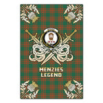 Scotstee Shop - Scotstee Shop Menzies Green Ancient Clan Crest Golf Courage Gold Thistle Tartan Garden Flag
