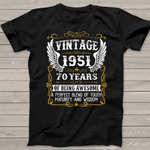 Vintage 70th Birthday Gifts For 1951 70 Years Old Awesome Birthday Shirt 70 Birthday Shirts - Scotstee Shop