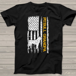 Scotstee Shop - Vintage USA American Flag Pitbull Grandpa Pittie Silhouette 4th Of July Shirt