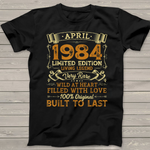 Vintage 37th Birthday April 1984 Shirt 37 Years Old Gift Birthday Shirt - Scotstee Shop