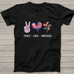 Scotstee Shop - Peace Love America Flag USA 4th Of July Gift Men Women Kids Shirt