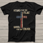 Scotstee Shop - Stand For The Flag Kneel For The Cross Faith US Patriotic 4th Of July Shirt Stand For The Flag Kneel For The Cross T Shirt