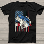 Scotstee Shop - Bass Fish US American Flag Patriotic Fishing Fisherman Gift 4th Of July Shirt