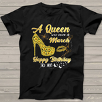 Queen Was Born In March Funny Sunflower Birthday Gifts Birthday Shirt - Scotstee Shop