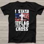 Scotstee Shop - Womens I Stand For The Flag I Kneel For The Cross US Flag Patriotic 4th Of July Shirt Stand For The Flag Kneel For The Cross T Shirt