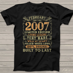 Vintage Born In February 2007 Birthday Gift Ideas Birthday Shirt - Scotstee Shop