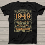Vintage September 1949 Years Old  Birthday Gift Birthday Shirt - Scotstee Shop