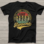 Vintage May 1981 40 Years Born In 1981 40th Birthday Gift Birthday Shirt Funny 40th Birthday T Shirts - Scotstee Shop
