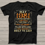 Vintage May 1981 Awesome 40 Yrs Old 40th Birthday Gift Birthday Shirt Funny 40th Birthday T Shirts - Scotstee Shop