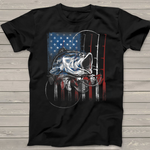 Scotstee Shop - Fishing American Flag Vintage USA Bass Fisherman Gift 4th Of July Shirt