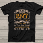 Born In March 1977 Vintage 44th Birthday Gifts 44 Years Old Birthday Shirt - Scotstee Shop