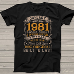 Born In January 1981 Vintage 40th Birthday Gift 40 Years Old Birthday Shirt Funny 40th Birthday T Shirts - Scotstee Shop