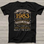 Born In March 1983 Vintage 38th Birthday Gifts 38 Years Old Birthday Shirt - Scotstee Shop