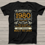 January 1980 Years Old Birthday Gifts Birthday Shirt - Scotstee Shop