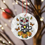Sugar Skull Ornament Dia de los Muertos Monarch Butterfly Sugar Skull Cat Gift - Scotstee Shop