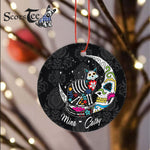 Sugar Skull Ornament Personalized Ornaments Sugar Skull Cat And Moon Gift Happy Halloween Ornament Gift - Scotstee Shop