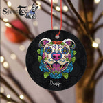 Sugar Skull Ornament Personalized Ornaments Pit Bull Sugar Skull Mexico Dog Calavera Dia De Los Muertos Gift - Scotstee Shop