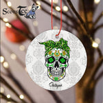 Sugar Skull Ornament Personalized Ornaments Sugar Skull Style St Patricks Happy Halloween Ornament Gift - Scotstee Shop