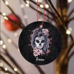 Sugar Skull Ornament Personalized Ornaments La Calavera Catrina Halloween Candy Sugar Skull Girl Gift - Scotstee Shop