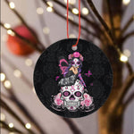 Sugar Skull Ornament Fairy Sugar Skull Breast Cancer Butterfly Pink Ribbon Happy Halloween Ornament Gift - Scotstee Shop
