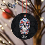 Sugar Skull Ornament Personalized Ornaments Sugar Skull 4th of July Gift Happy Halloween Ornament Gift - Scotstee Shop