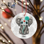 Sugar Skull Ornament Personalized Ornaments Sugar Skull Elephant Skull Of The Dead Halloween Gift Ornament - Scotstee Shop