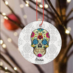 Sugar Skull Ornament Personalized Ornaments Flower Sugar Skull Of The Dead El Dia de Los Muertos Gift - Scotstee Shop